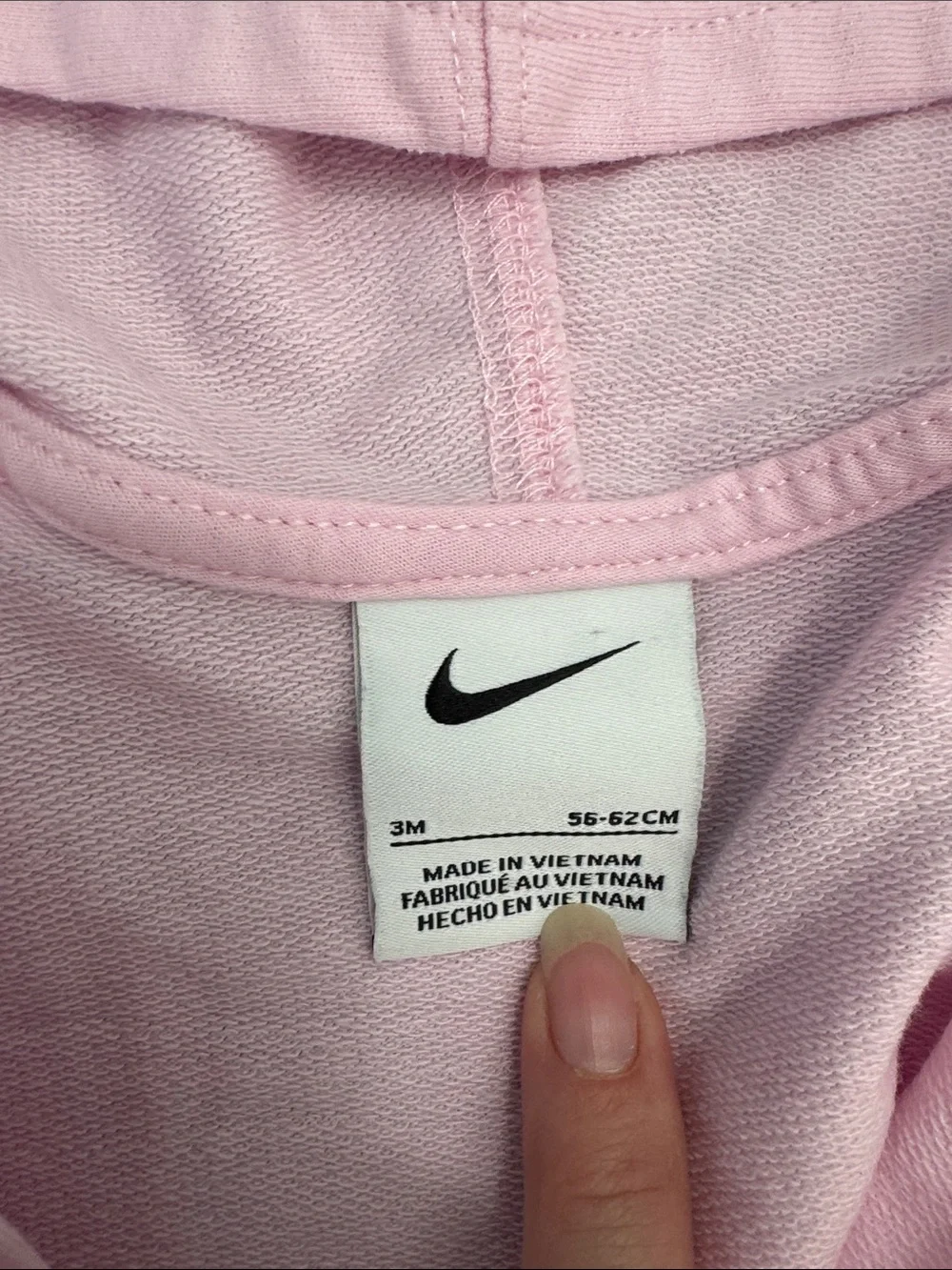 Nike Light Pink Zip-Up Baby Romper